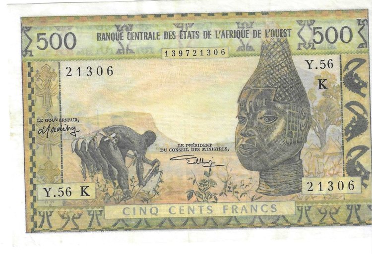 Billetes - Africa - Estados Africa del Oeste - 702L - MBC+ - 1959 - 500 francos - Senegal - Num.ref: 21306 - Click en la imagen para cerrar
