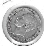 Monedas - EspaÃ±a - Alfonso XII (29-XII-1874/28-XI) - 66 - 1885*86 - peseta - plata