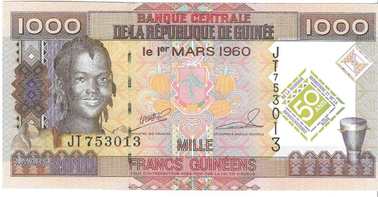 Billetes - Africa - Guinea - 43 - SC - 2010 - 1000 francos - Num.ref: JT753013 - Click en la imagen para cerrar