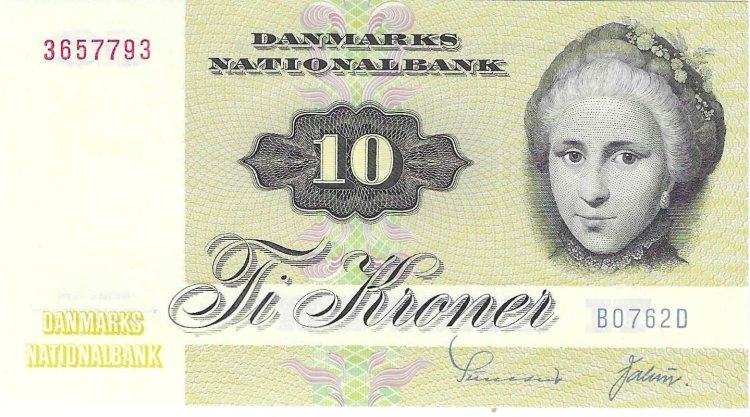 Billetes - Europa - Dinamarca - 48R - SC - 1976 - 10 corona - Num.ref: B0762D - Click en la imagen para cerrar