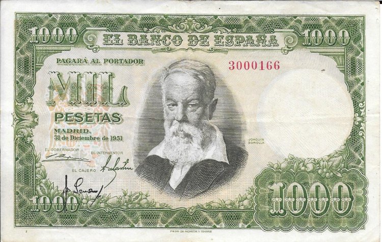 Billetes - EspaÃ±a - Estado EspaÃ±ol (1936 - 1975) - 515 - mbc - 1951 - 1000 ptas - sin serie - num. ref: 3000166 - Click en la imagen para cerrar