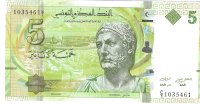 Billetes - Africa - Tunez - 95 - SC - 2013 - 5 diner - Num.ref: 1035461