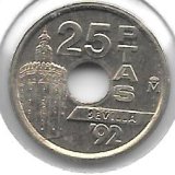 Monedas - España - Juan Carlos I (pesetas) - 1992 - 025 pesetas