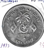 Monedas - Africa - Maldivas - 56 - 1977 - 20 rufyiyas
