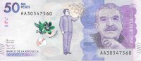 Billetes - America - Colombia - MBC+ - Año 2015 - 50000 Pesos - num ref: AA30547560