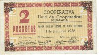 Monedas - Fichas Cooperativas y vales - - Cooperativa Unio de Cooperadors - Igualada - 2 ptas