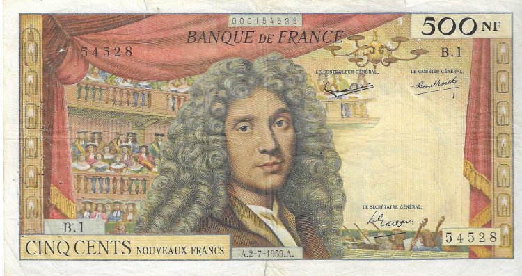 Billetes - Europa - Francia - 145A - MBC- - 1959 - 500 nuevos francos - Num.ref: 54528 - Click en la imagen para cerrar