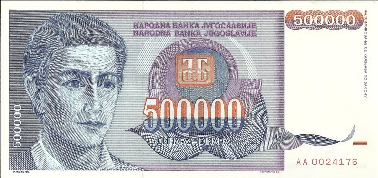Billetes - Europa - Yugoslavia - 119 - sc - Año 1993 - 500000 dinara - Click en la imagen para cerrar