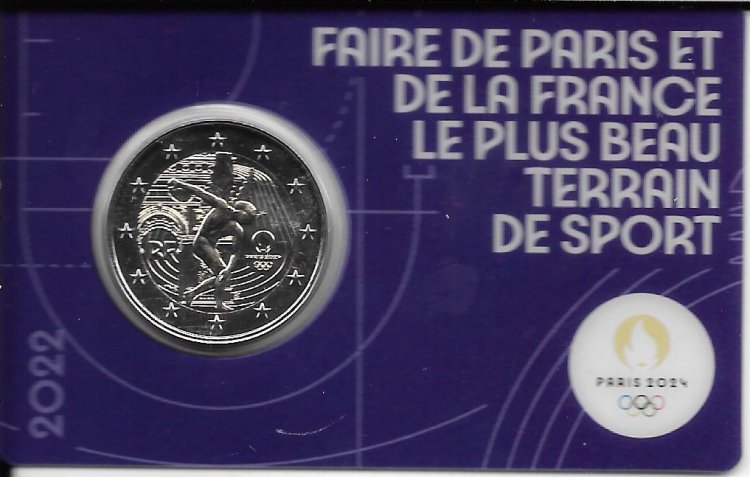 Monedas - Euros - 2€ - Francia - SC - Año 2022 - JJOO Paris 2024 (Morado) - Click en la imagen para cerrar