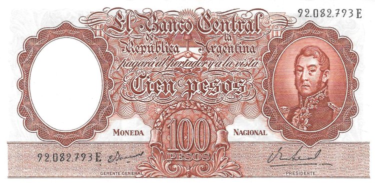 Billetes - America - Argentina - 267 - S/C - Año 1943-1957 - 100 Pesos - num ref: 92082793E - Click en la imagen para cerrar