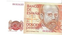 Billetes - EspaÃ±a - Juan Carlos I (1975 - 2014) - 200 ptas - 533 - SC - 1980 - Num.ref: 0693433 - sin serie