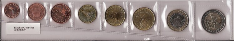 Colección en tiras - Eslovenia - sc - Año 2007 - 8 monedas - Click en la imagen para cerrar