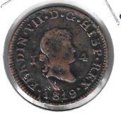 Monedas - EspaÃ±a - Fernando VII (1808 - 1833) - 100 - 1829 - 4 maravedis - Jabia