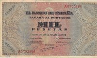 Billetes - EspaÃ±a - Estado EspaÃ±ol (1936 - 1975) - 1000 ptas - 499 - MBC+ - 1938 - Num.ref: A0702896