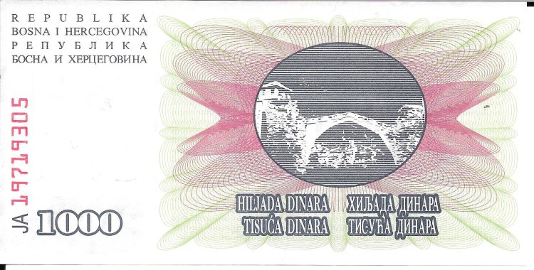 Billetes - Europa - Bosnia - 15 - sc - 1993 - 1000 dinar - Num.ref: 19719305 - Click en la imagen para cerrar