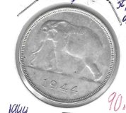 Monedas - Africa - Congo Belga - 27 - 1944 - 50 francos - plata