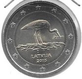 Monedas - Euros - 2€ - Letonia - Año 2015 - Cigüeña