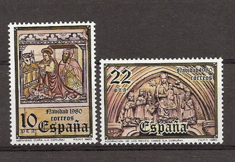 Sellos - Países - España - 2º Cent. (Series Completas) - Juan Carlos I - 1980 - 2593/94 - ** - Click en la imagen para cerrar