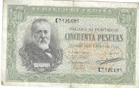 Billetes - EspaÃ±a - Estado EspaÃ±ol (1936 - 1975) - 50 ptas - 481 - MBC - 1940 - Num.ref: 7120081