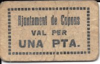 Billetes - EspaÃ±a - II RepÃºblica (1931 - 1939) - Locales - CataluÃ±a - 869 - mbc - 1937 - Copons - 1 peseta