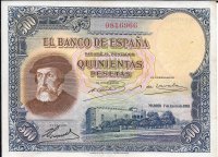 Billetes - EspaÃ±a - II RepÃºblica (1931 - 1939) - Banco de EspaÃ±a - 365 - mbc+ - 1935 - 500 pesetas - Num.ref: 0816966
