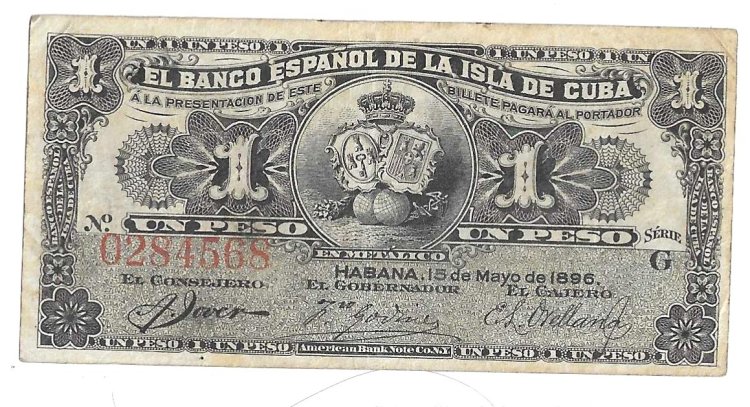 Billetes - America - Cuba - 47 - MBC - 1896 - peso - Num.ref: 0284568 - Click en la imagen para cerrar