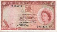 Billetes - Africa - Rhodesia - 20 - MBC- - Año 1957 - 10 Shillings - num ref: 996123