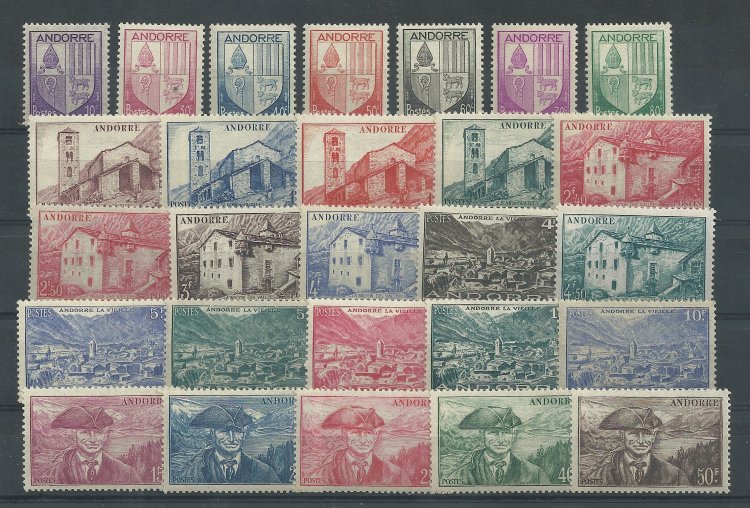 Andorra - Correo Francés - Series completas - ** - 1944/46 - 95/121 - Nuevos Fijasellos - Click en la imagen para cerrar