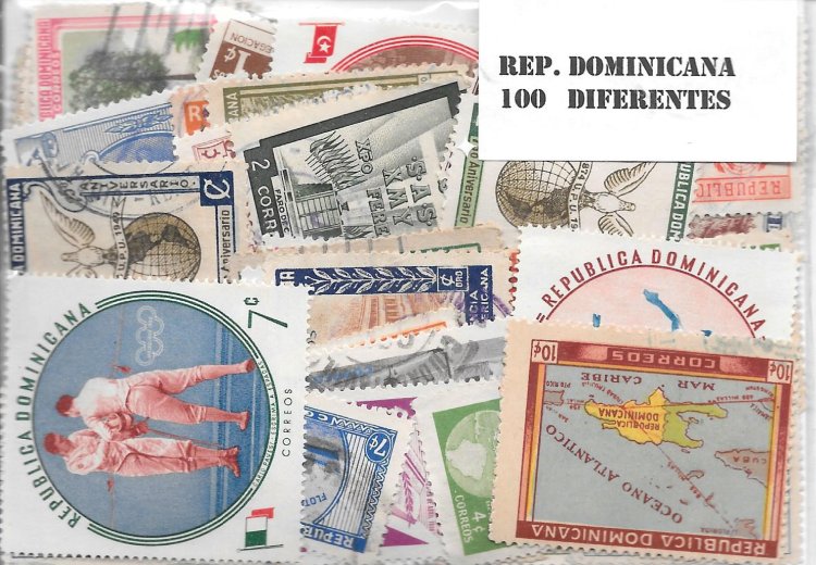 Paises - America - Republica dominicana - 100 sellos diferentes - Click en la imagen para cerrar