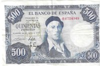 Billetes - EspaÃ±a - Estado EspaÃ±ol (1936 - 1975) - 500 ptas - 506 - MBC+ - 1951 - Num.ref: B6724949