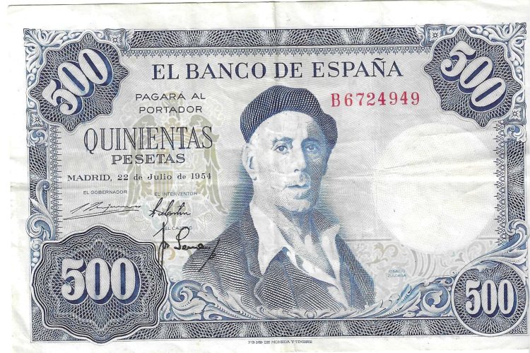 Billetes - EspaÃ±a - Estado EspaÃ±ol (1936 - 1975) - 500 ptas - 506 - MBC+ - 1951 - Num.ref: B6724949 - Click en la imagen para cerrar