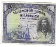 Billetes - EspaÃ±a - Alfonso XIII (1886 - 1931) - 373 - MBC- - 1928 - 1000 ptas - Num.ref: 0356552