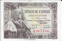 Billetes - EspaÃ±a - Estado EspaÃ±ol (1936 - 1975) - 1 ptas - 440 - ebc - 1945 - num. ref: 1961486