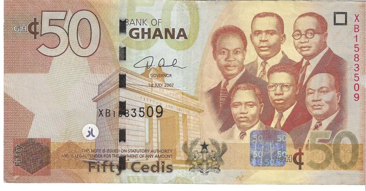 Billetes - Africa - Ghana - 41a - MBC+ - 2007 - 50 cedi - Num.ref: XB1583509 - Click en la imagen para cerrar