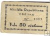Monedas - Fichas Cooperativas y vales - - Cretas - Teruel - Alcaldia Napolatina - 50 ct