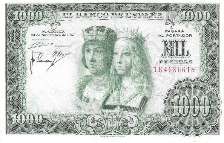 Billetes - EspaÃ±a - Estado EspaÃ±ol (1936 - 1975) - 1000 ptas - 518 - MBC+ - 1951 - Num.ref: 1K4686618 - Click en la imagen para cerrar