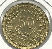 Monedas - Africa - Tunez - 308 - Año 1983 - 50 millim