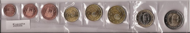 Colecci&oacute;n en tiras - Espa&ntilde;a - sc - A&ntilde;o 2008 - 8 monedas - Click en la imagen para cerrar