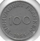 Monedas - Europa - Alemania (Sarland) - 4 - 1955 - 100 Franken