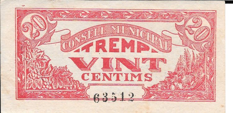 Billetes - EspaÃ±a - II RepÃºblica (1931 - 1939) - Locales - CataluÃ±a - - sc - 1937 - Tremp - 20 cent - Num.ref: 63512 - Click en la imagen para cerrar