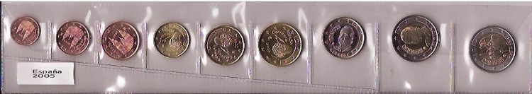 Colecci&oacute;n en tiras - Espa&ntilde;a - sc - A&ntilde;o 2005 - 9 monedas - Click en la imagen para cerrar