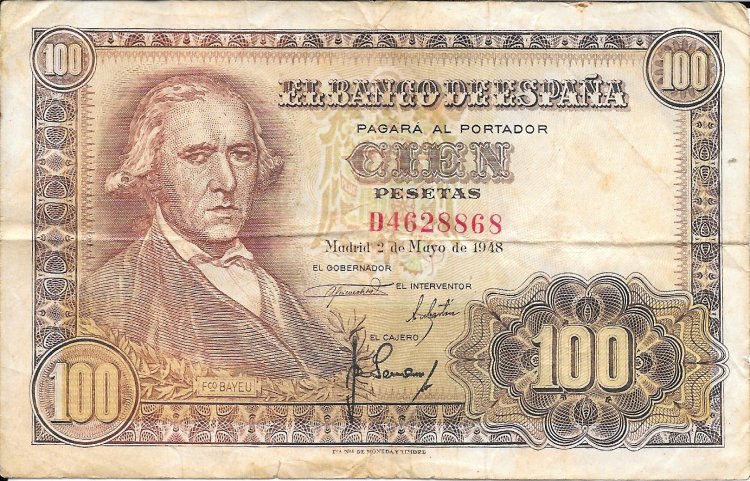 Billetes - EspaÃ±a - Estado EspaÃ±ol (1936 - 1975) - 100 ptas - 490 - mbc - 1948 - Num.ref: D4628868 - Click en la imagen para cerrar