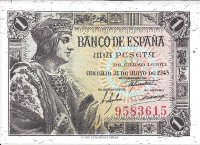 Billetes - EspaÃ±a - Estado EspaÃ±ol (1936 - 1975) - 1 ptas - 438 - sc - 1943 - Num.ref: 9583615 - sin serie