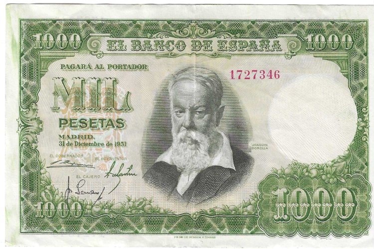 Billetes - EspaÃ±a - Estado EspaÃ±ol (1936 - 1975) - 1000 ptas - 515 - MBC+ - 1951 - Num.ref: 1727346 - Click en la imagen para cerrar