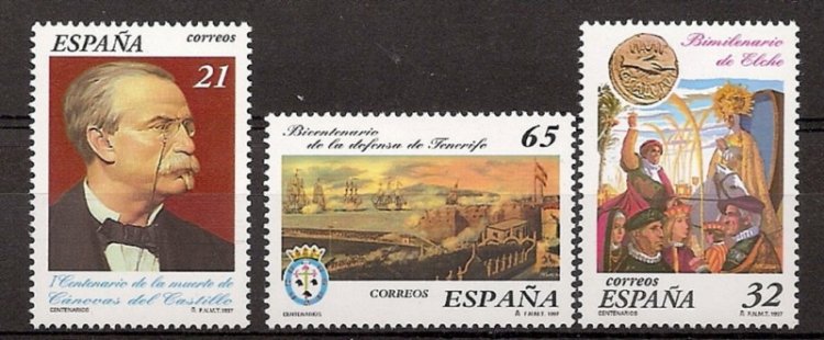 Sellos - Países - España - 2º Cent. (Series Completas) - Juan Carlos I - 1997 - 3498/3500 - ** - Click en la imagen para cerrar