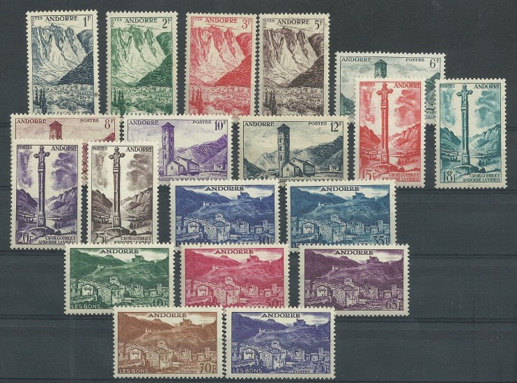 Andorra - Correo Francés - Series completas - ** - 1955/58 - 142/160 - Nuevos Fijasellos - Click en la imagen para cerrar
