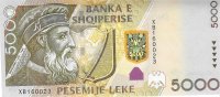 Billetes - Europa - Albania - 75B - SC - 2013 - 5000 leke - Num.ref: XB160023