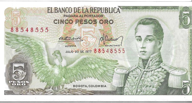 Billetes - America - Colombia - 406E - SC - 5 pesos oro - Num.ref: 88548555 - Click en la imagen para cerrar