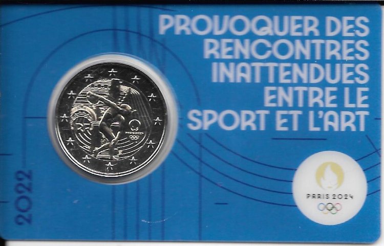 Monedas - Euros - 2€ - Francia - SC - Año 2022 - JJOO Paris 2024 (Azul) - Click en la imagen para cerrar