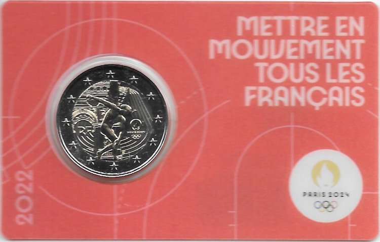 Monedas - Euros - 2€ - Francia - SC - Año 2022 - JJOO Paris 2024 (Rojo) - Click en la imagen para cerrar